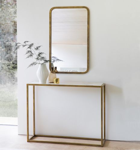Console contemporaine - Siena - TOM FAULKNER - en verre / en marbre / avec piètement en acier