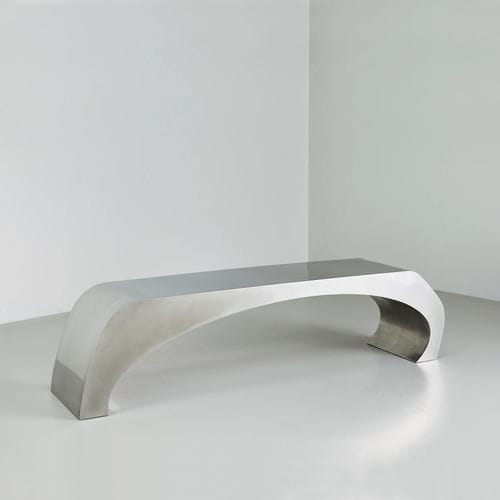 Banc contemporain - Skye - TOM FAULKNER - en acier poli / sans dossier / sans accoudoirs