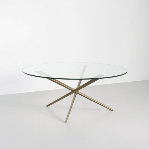 Table basse design minimaliste - Phoenix - TOM FAULKNER - en verre / avec piètement en acier / avec piètement en bronze