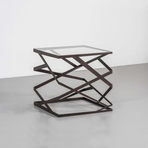Table d'appoint contemporaine - Ariel - TOM FAULKNER - en verre / en marbre / avec piètement en acier