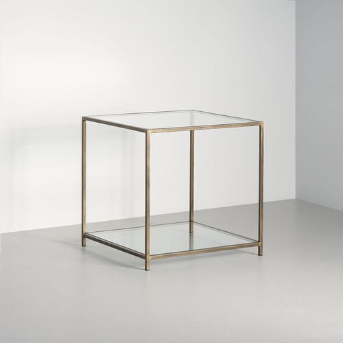 Table d'appoint contemporaine - Madison - TOM FAULKNER - en verre / avec piètement en acier / ronde