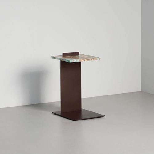Table d'appoint design minimaliste - Edge - TOM FAULKNER - en acier / en bronze / en marbre