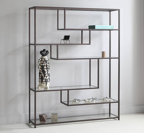Étagère contemporaine - Melrose - TOM FAULKNER - en acier inoxydable / en verre / marron