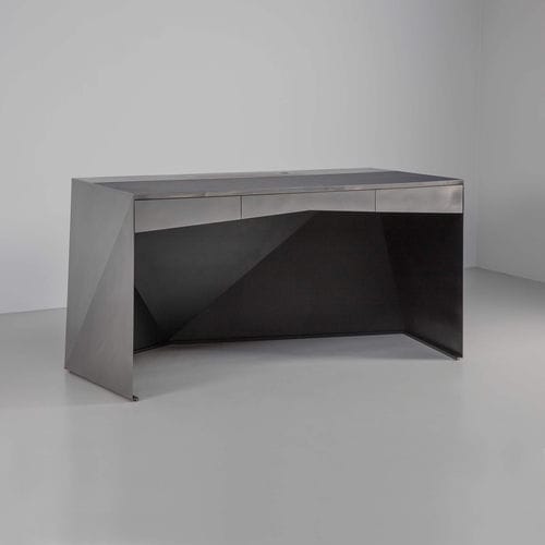 Bureau contemporain - Balzac - TOM FAULKNER - en noyer / en cuir / droit