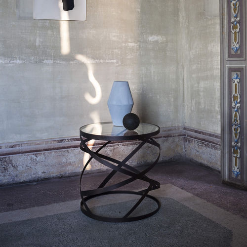 Table d'appoint contemporaine - Ariel  - TOM FAULKNER - en verre / en marbre / avec piètement en acier