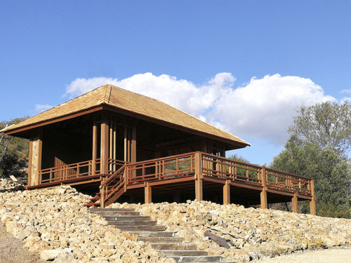 Gazebo en bois - 28M2 - Teck Time - toit en bois / structure en bois / pour espace public
