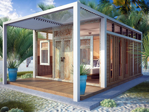Maison type bungalow - 20M2 - Teck Time - bioclimatique / contemporaine / avec terrasse