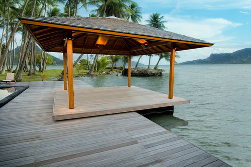 Gazebo en bois - 20M2 - Teck Time - toit en bois / structure en bois / pour hôtel