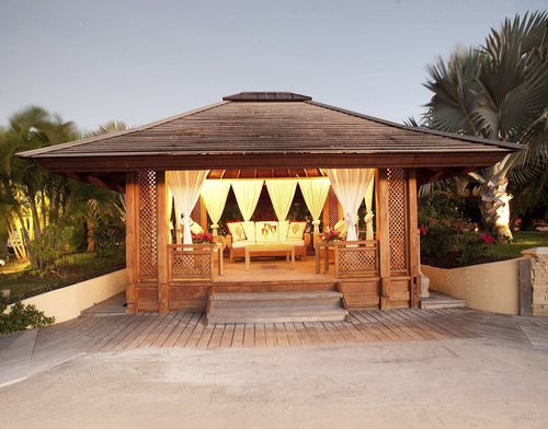 Gazebo en teck - 20M2 - Teck Time - toit en bois / structure en bois / pour hôtel