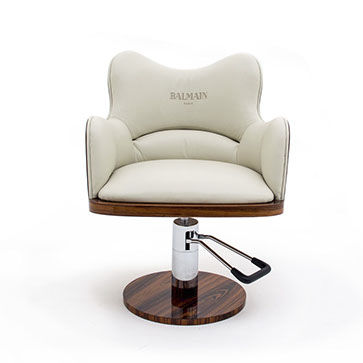 Fauteuil de coiffure en simili cuir - BALMAIN styling chair - arianeske - avec pompe hydraulique / blanc / professionnel
