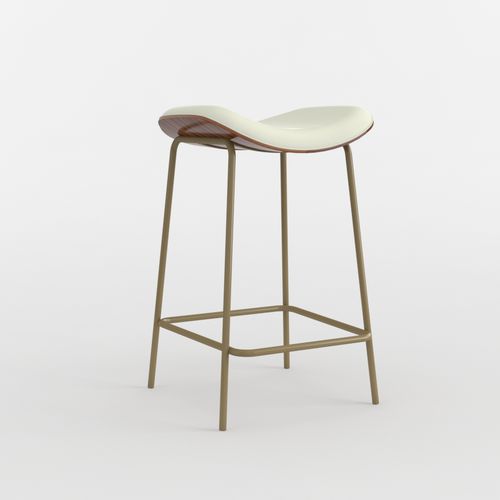 Tabouret de bar contemporain - ESCO - arianeske - en cuir / en chêne / en bois de rose