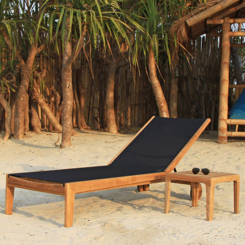 Bain de soleil contemporain - AQUARIVA - Ezeis - en teck / professionnel / dossier ajustable