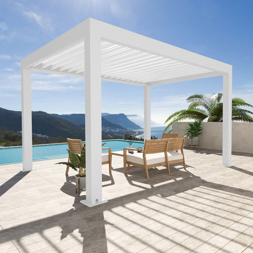 Pergola autoportée - CLIMATIX - Ezeis - en acier inoxydable / en aluminium thermolaqué / à lames orientables