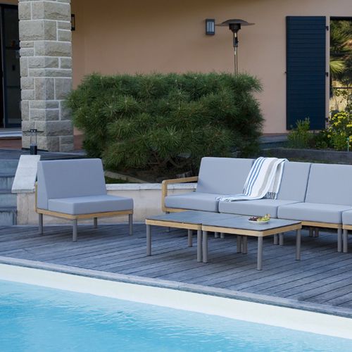 Chauffeuse contemporaine - KALLYSTA - Ezeis - en tissu / en teck / en aluminium