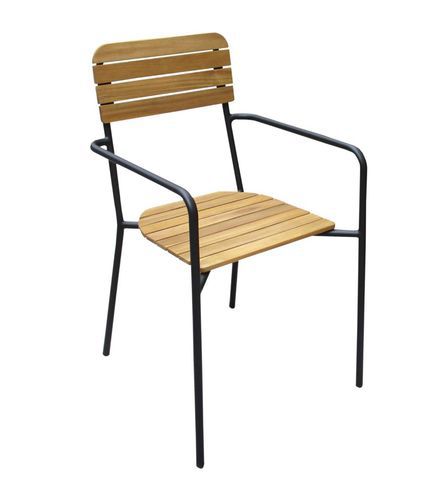 Chaise contemporaine - SCOOL - Ezeis - d'extérieur / en bois exotique / avec piètement en acier galvanisé