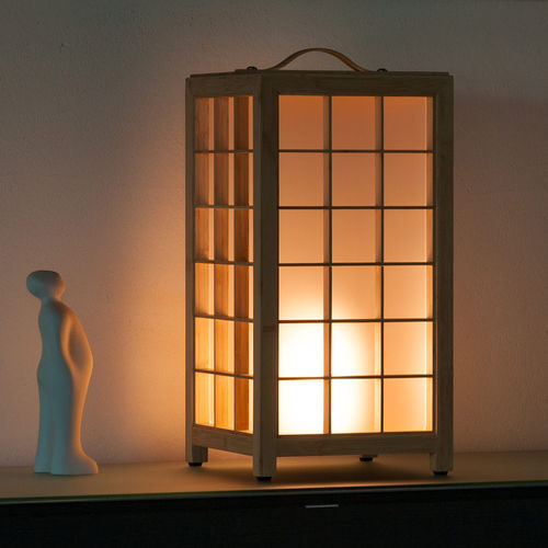 Lanterne contemporaine - UZEA : CARRES L - Ezeis - en bambou / à LED / d'intérieur