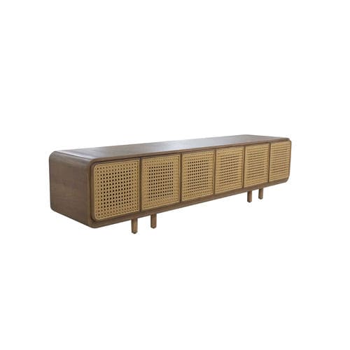 Meuble TV contemporain - SCARLETT - Ezeis - lowboard / en rotin / beige