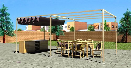 Pergola autoportée - Cuatelart, s.l. - en acier galvanisé / couverture coulissante / modulable