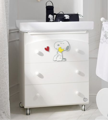 Table à langer en bois - SNOOPY - Baby Expert - à roulettes