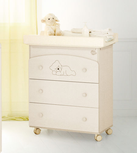 Table à langer en bois - COCCOLO - Baby Expert - à roulettes
