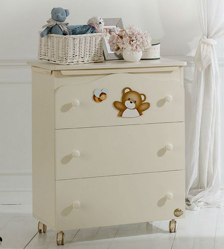 Table à langer en bois - ORSETTO - Baby Expert - à roulettes