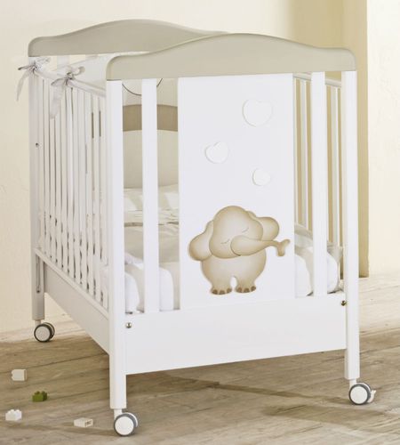 Lit pour bébé contemporain - ELEFANTINO - Baby Expert - à roulettes / en bois