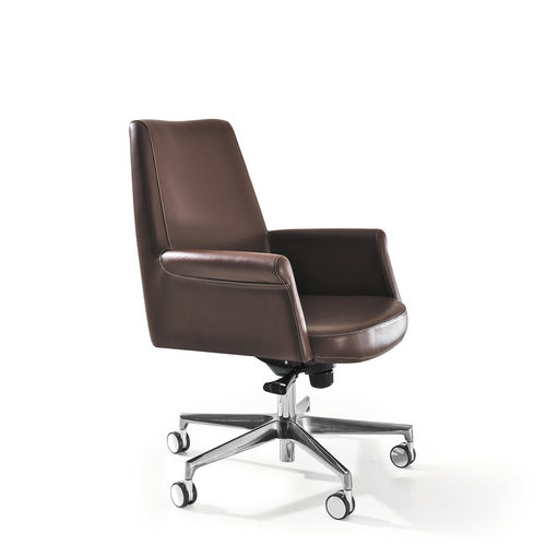 Fauteuil de bureau contemporain - ANDY - Milani - en cuir / à hauteur réglable / marron