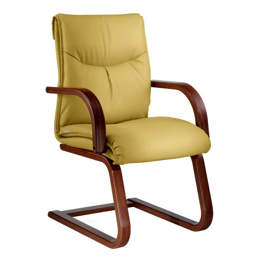 Chaise visiteur contemporaine - SALLY - Milani - d'intérieur / en tissu / avec piètement en noyer