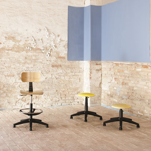 Tabouret de bureau en plastique - TECHNO - Milani - à roulettes / tapissé / à hauteur réglable