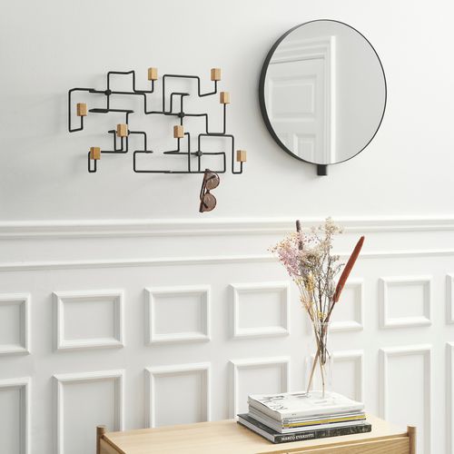 Miroir mural - KOLLAGE - Gejst - contemporain / rond / en chêne