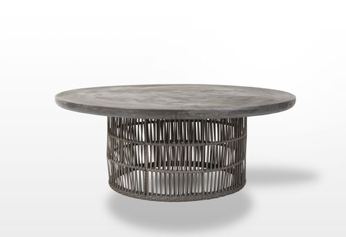 Table basse contemporaine - ELBA - greenstone co ltd - en béton / en rotin synthétique / ronde