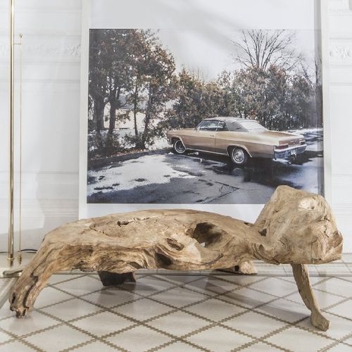 Banc design organique - DUNIA - ARRELART - en teck / sans dossier / sans accoudoirs