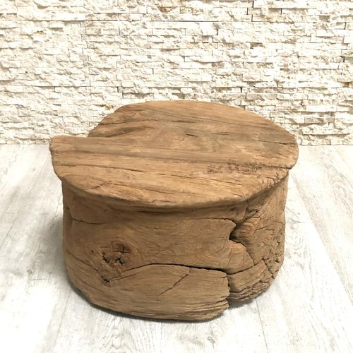 Table basse design original - VELHA  - ARRELART - en teck / avec piètement en teck / ronde