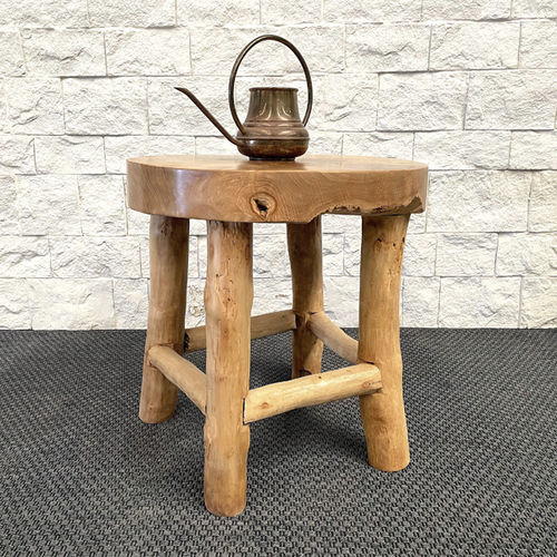 Table d'appoint rustique - JADE - ARRELART - en teck / avec piètement en teck / ronde