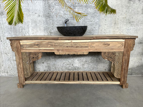 Meuble vasque à poser - LEVAN - ARRELART - en teck / classique / sans porte