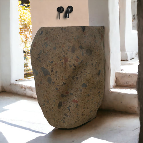 Vasque sur pied - NILE - ARRELART - en Riverstone® / sur mesure / organique