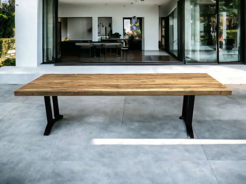Table à manger contemporaine - CATALINA - ARRELART - en teck / avec piètement en métal / rectangulaire