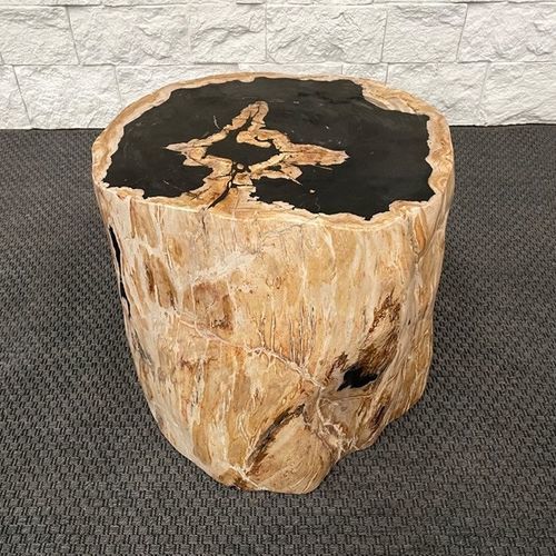 Table d'appoint contemporaine - LOREN - ARRELART - en bois fossilisé / avec piètement en bois fossilisé / ovale