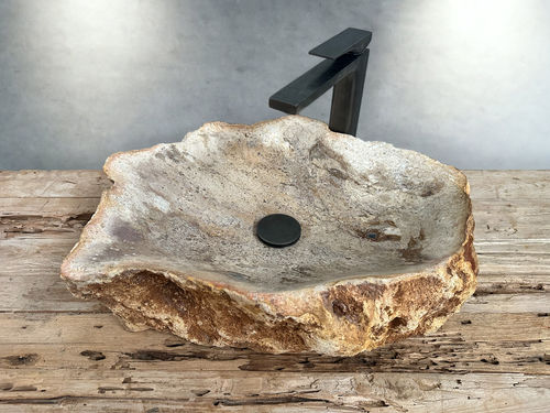 Vasque à poser - PAUL - ARRELART - en bois fossilisé / fait main / organique