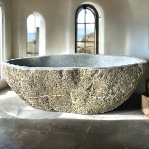 Baignoire ovale - CRETA - ARRELART - en îlot / pour habitat / en pierre naturelle