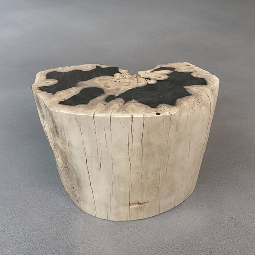 Tabouret contemporain - LOUIS - ARRELART - en bois fossilisé / avec piètement en bois fossilisé / piètement central