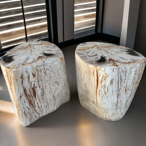 Tabouret contemporain - ALASKA - ARRELART - en bois fossilisé / avec piètement en bois fossilisé / fait main