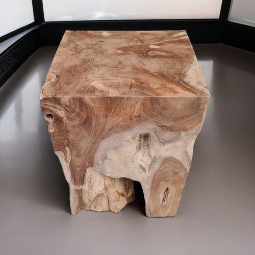 Table d'appoint rustique - LEONEL - ARRELART - en teck / avec piètement en teck / carrée