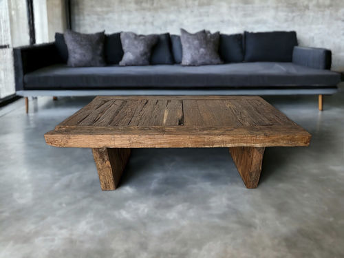 Table basse contemporaine - TAUCEN114 - ARRELART - en teck / avec piètement en teck / rectangulaire