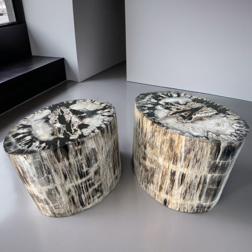 Table d'appoint contemporaine - OLYMPUS - ARRELART - en bois fossilisé / avec piètement en bois fossilisé / ovale