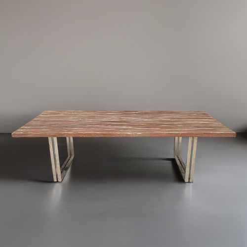 Table à manger contemporaine - IRINA - ARRELART - en teck / avec piètement en métal / rectangulaire
