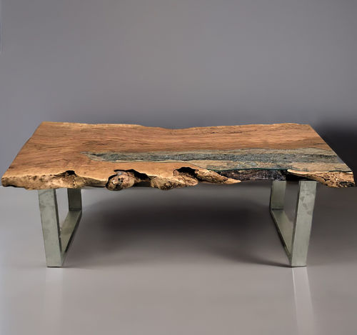 Table à manger design original - ARAVA - ARRELART - en bois exotique / en verre / avec piètement en acier