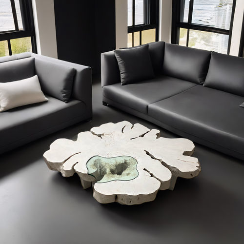 Table basse design original - TAUCEN111 - ARRELART - en verre / en bois massif / en bois tropical