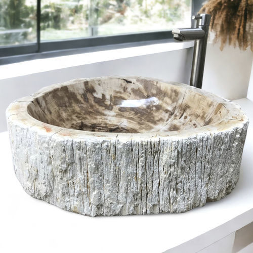 Vasque à poser - THIERRY - ARRELART - en bois fossilisé / fait main / ronde