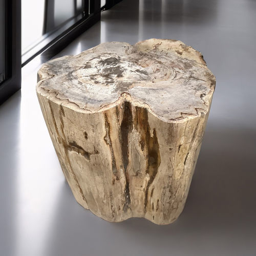 Tabouret design original - HAMAKUA - ARRELART - en bois fossilisé / avec piètement en bois fossilisé / rond